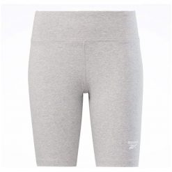 Spodenki damskie Reebok Identity Fitted. Szare szorty sportowe Reebok, bez wzorów, z bawełny, rowerowe. Za 82.99 zł.