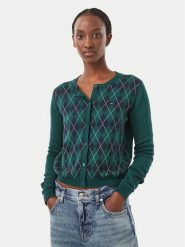 Tommy Jeans Kardigan Essential DW0DW23363 Zielony ciemny Regular Fit. Zielone swetry Tommy Jeans, xs, bez wzorów, z bawełny, bez ramiączek. Za 409.99 zł.