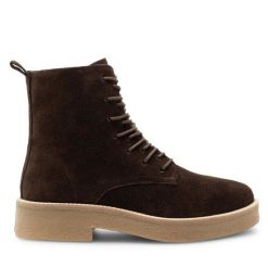 Botki Sergio Bardi. Brązowe botki Sergio Bardi, bez wzorów, bez obcasa, na płaskiej podeszwie, bez zapięcia. Za 251.99 zł.