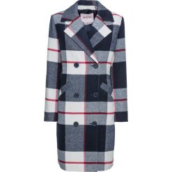 Płaszcz z domieszką wełny bonprix ciemnoniebiesko-biel wełny w kratę. Płaszcze marki bonprix. Za 119.99 zł.