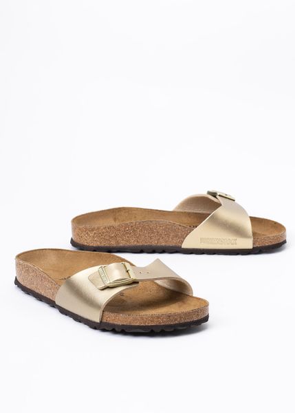 BIRKENSTOCK MADRID BF Klapki damskie. Żółte klapki Birkenstock, bez wzorów, biznesowe, bez obcasa, bez zapięcia. Za 299.99 zł.