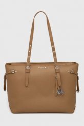 BOSS torebka skórzana kolor beżowy. Brązowe shopper bag Boss, bez wzorów, ze skóry, bez dodatków. Za 1,269.90 zł.