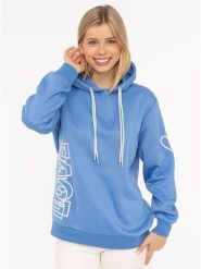 Zwillingsherz Bluza "LOVE 2.0" w kolorze błękitnym rozmiar: L/XL. Niebieskie bluzy Zwillingsherz, l, bez wzorów, bez ramiączek, z kapturem. Za 215.21 zł.