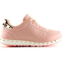 Buty sportowe z ćwiekami różowe BK-85 Pink. Czerwone buty treningowe ButyModne, bez wzorów, ze skóry ekologicznej, bez zapięcia. W wyprzedaży za 79.00 zł.