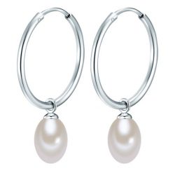 Valero Pearls Srebrne kolczyki kreole srebro wysokiej próby Perła hodowlana słodkowodna srebrny Kolczyki koła 1 ct Damski. Szare kolczyki Valero Pearls, z perłą, srebrne. Za 359.99 zł.