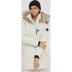 Only parka damska kolor beżowy przejściowa. Brązowe płaszcze ONLY, l, bez wzorów, bez kaptura. Za 279.99 zł.
