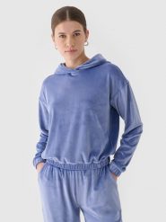 4F Bluza dresowa z weluru nierozpinana z kapturem damska - granatowa M. Niebieskie bluzy z kapturem 4f, m, bez wzorów, z dresówki, z kapturem. W wyprzedaży za 59.99 zł.