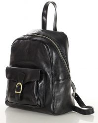 Elegancki plecak damski skórzany premium MARCO MAZZINI czarny PL67a. Czarne plecaki bez wzorów, z bawełny, bez dodatków. Za 589.00 zł.