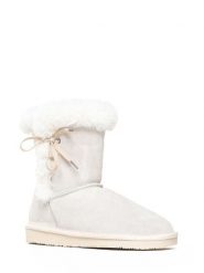 NICEBAY Skórzane botki zimowe "Blissa" w kolorze białym rozmiar: 40. Białe botki NICEBAY, bez wzorów, z materiału, bez obcasa, bez zapięcia. Za 279.11 zł.