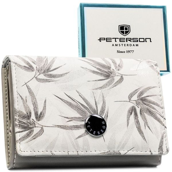 Średni portfel damski ze skóry ekologicznej i naturalnej w białym kolorze PTN PX30-1-NPK Peterson. Białe portfele bez wzorów, ze skóry ekologicznej. Za 109.99 zł.