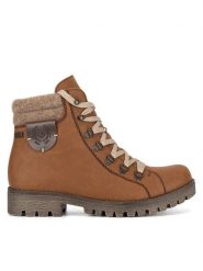Rieker Botki 785F8-22 Brązowy. Brązowe botki Rieker, bez wzorów, bez obcasa, na płaskiej podeszwie, bez zapięcia. Za 319.00 zł.