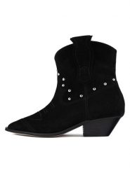 Loft37 Skórzane kowbojki w kolorze czarnym rozmiar: 37. Czarne botki loft37, bez wzorów, bez obcasa, bez zapięcia. Za 448.99 zł.