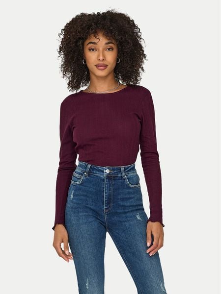 ONLY Bluzka Carlotta 15291987 Fioletowy Regular Fit. Fioletowe bluzki ONLY, xl, bez wzorów, z bawełny, bez kołnierzyka, bez ramiączek. Za 79.99 zł.