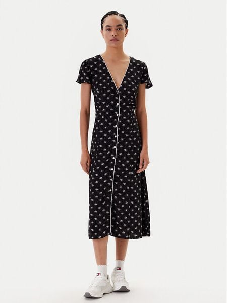 Tommy Jeans Sukienka codzienna DW0DW20884 Czarny Regular Fit. Czarne sukienki Tommy Jeans, na co dzień, xs, bez wzorów, z jeansu, bez kołnierzyka, bez ramiączek, proste. Za 359.99 zł.