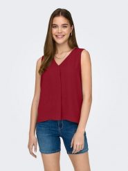 JDY Top w kolorze bordowym rozmiar: XL. Czerwone topy JDY, xl, bez wzorów, bez kołnierzyka, bez ramiączek. Za 59.95 zł.