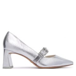 Czółenka Tamaris. Szare czółenka Tamaris, bez wzorów, bez obcasa, bez zapięcia. Za 409.99 zł.