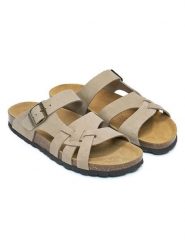 Mandel Skórzane klapki w kolorze szarobrązowym rozmiar: 37. Brązowe klapki Mandel, bez wzorów, z nubiku, klasyczne, z otwartym noskiem, bez obcasa, bez zapięcia. Za 140.53 zł.