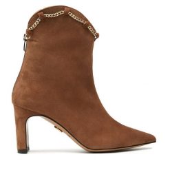 Botki Baldowski. Brązowe botki Baldowski, bez wzorów, bez obcasa, na słupku, bez zapięcia. Za 419.99 zł.