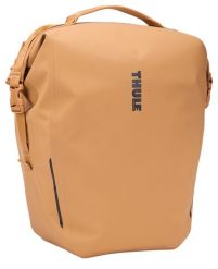 Torba rowerowa Shield Pannier Inlock, kolor pomarańczowy z efektem spłukania. Brązowe torby podróżne Thule, bez wzorów. Za 571.85 zł.