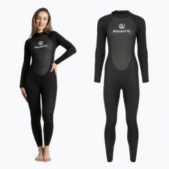 Pianka surfingowa damska AQUASTIC z neoprenu 4/3 mm WAVEY. Czarne kombinezony AQUASTIC, na jesień, uniwersalny, bez wzorów, z neoprenu, sportowe, bez kołnierzyka, bez ramiączek, długie. Za 329.99 zł.