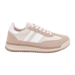 Buty Sportowe Sneakersy Damskie Beżowe beżowy. Brązowe buty treningowe na lato, bez wzorów, bez zapięcia. Za 146.62 zł.