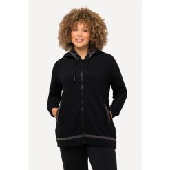 Bluza, kaptur, tęczowe paski odblaskowe, długi rękaw. Czarne bluzy Ulla Popken, plus size, bez wzorów, z bawełny, bez ramiączek, bez kaptura. Za 294.99 zł.