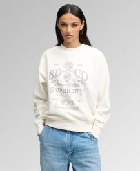 Superdry Bluza Vintage Workwear z okrągłym dekoltem - Wygląd sprany – CREAM. Białe bluzy bez kaptura Superdry, bez wzorów, z bawełny, bez kaptura. Za 280.40 zł.
