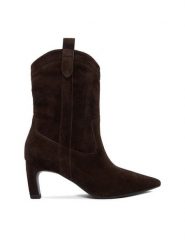 GINO ROSSI Botki EO-ZARA-LT2546 Brązowy. Brązowe botki Gino Rossi, bez wzorów, ze skóry, bez obcasa, na słupku, bez zapięcia. Za 329.99 zł.