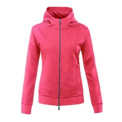 Damska bluza jeździecka z pełnym zamkiem błyskawicznym Eqode Debra. Czerwone bluzy EQODE BY EQUILINE, l, bez wzorów, sportowe, bez ramiączek, z kapturem. Za 169.99 zł.