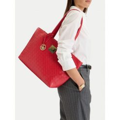 Torebka Beverly Hills Polo Club. Czerwone shopper bag Beverly Hills Polo Club, bez wzorów, bez dodatków. Za 229.99 zł.