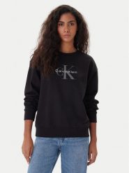 Calvin Klein Jeans Bluza Monologo LV047B234G Czarny Regular Fit. Czarne bluzy Calvin Klein Jeans, xl, bez wzorów, z bawełny, bez ramiączek, bez kaptura. Za 389.99 zł.