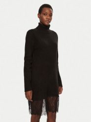Morgan Sukienka dzianinowa 242-RMAFIX Czarny Slim Fit. Czarne sukienki Morgan, l, bez wzorów, z dzianiny, bez kołnierzyka, bez ramiączek. Za 289.99 zł.
