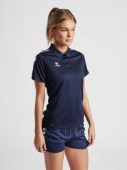 Koszulka sportowa damska Hummel Core XK Functional Polo. Niebieskie t-shirty sportowe Hummel, l, bez wzorów, z materiału, bez ramiączek, na fitness i siłownię. Za 132.50 zł.