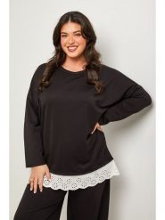 Curvy Lady Sweter w kolorze czarnym rozmiar: 48/50. Czarne swetry Curvy Lady, bez wzorów, z koronki, klasyczne, bez ramiączek. Za 110.04 zł.