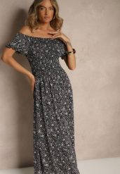 Czarna Kwiatowa Sukienka z Bufiastymi Rękawami Lumorelle. Czarne sukienki Renee, na co dzień, m, bez wzorów, eleganckie, bez kołnierzyka, bez ramiączek, maxi. W wyprzedaży za 55.99 zł.