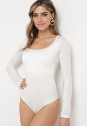 Białe Body z Długim Rękawem i Głębokim Dekoltem Mastaria. Białe body i gorsety Born2be, bez wzorów, bez ramiączek. Za 119.99 zł.