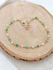 Atelier MIU Pozłacana bransoletka z kamieniami ozdobnymi rozmiar: onesize. Zielone bransoletki atelier MIU, pozłacane. Za 52.45 zł.