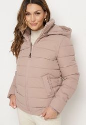 Ciemnoróżowa Pikowana Kurtka ze Ściągaczem w Pasie i Odpinanym Kapturem Valentissa. Czerwone kurtki Born2be, m, bez wzorów, z jeansu, klasyczne. Za 119.99 zł.