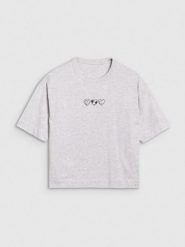 4F T-shirt oversize z nadrukiem damski - szary XL. Szare t-shirty 4f, xl, bez wzorów, z bawełny, klasyczne, bez kołnierzyka, bez ramiączek. W wyprzedaży za 39.99 zł.