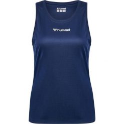Damski tank top Hummel. Niebieskie topy Hummel, bez wzorów, z materiału, sportowe, bez kołnierzyka, bez ramiączek. Za 100.00 zł.