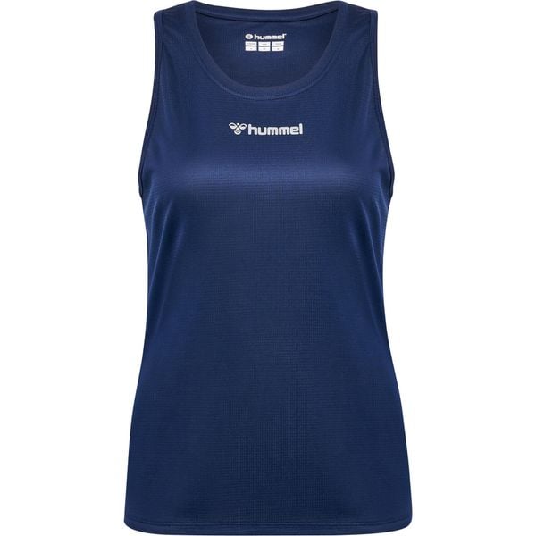 Damski tank top Hummel. Niebieskie topy Hummel, bez wzorów, z materiału, sportowe, bez kołnierzyka, bez ramiączek. Za 100.00 zł.