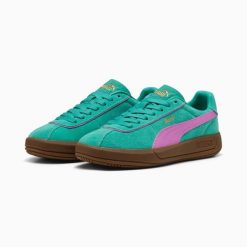 Buty sportowe damskie Puma CLUB KLASSIKA 40071814. Niebieskie buty treningowe Puma, bez wzorów, z gumy, bez zapięcia, trekkingowe. Za 248.99 zł.