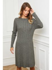 Joséfine Sukienka dzianinowa "Garcy" w kolorze oliwkowym rozmiar: L. Brązowe sukienki Joséfine, l, bez wzorów, z dzianiny, bez kołnierzyka, bez ramiączek, midi, rozkloszowane. Za 208.99 zł.