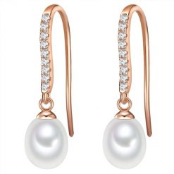 Valero Pearls Kolczyki wiszące z perłą srebro wysokiej próby Cyrkonia Perła hodowlana słodkowodna różowe złoto 1 ct Damski. Czerwone kolczyki Valero Pearls, z cyrkonią, pozłacane. Za 359.99 zł.