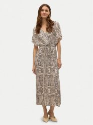 Vero Moda Sukienka letnia Menny 10303701 Beżowy Loose Fit. Brązowe sukienki Vero Moda, s, bez wzorów, z wiskozy, bez kołnierzyka, bez ramiączek. Za 159.99 zł.