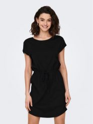 ONLY Sukienka codzienna 15153021 Czarny Regular Fit. Czarne sukienki ONLY, na co dzień, s, bez wzorów, z bawełny, bez kołnierzyka, bez ramiączek, proste. Za 49.99 zł.