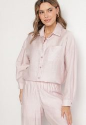 Jasnoróżowa Klasyczna Koszula o Kroju Oversize z Kieszonką Liorea. Czerwone koszule Born2be, l, bez wzorów, z jeansu, biznesowe, bez kołnierzyka, bez ramiączek. Za 109.99 zł.