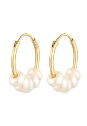 Elli Damskie kreole Bead Plain z perły hodowlana słodkowodna, srebro 925 Sterling Silver Kolczyki koła 1 ct. Szare kolczyki Elli, z perłą, srebrne. Za 279.64 zł.