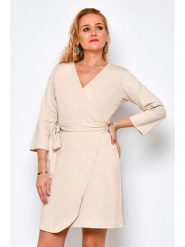 Tarifa Sukienka w kolorze beżowym rozmiar: XL. Brązowe sukienki Tarifa, na co dzień, xl, bez wzorów, z bawełny, bez kołnierzyka, bez ramiączek, midi, proste. Za 127.65 zł.