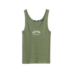 Damski wzorzysty tank top Superdry Athletic Essentials. Zielone bielizna termoaktywna damska Superdry, bez wzorów, bez ramiączek. Za 177.00 zł.